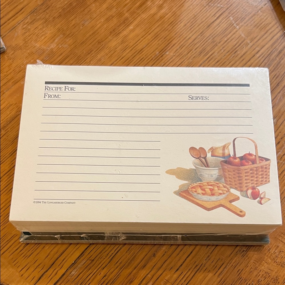Longaberger Cream and Brown Recipe Card Set 1994 new in package